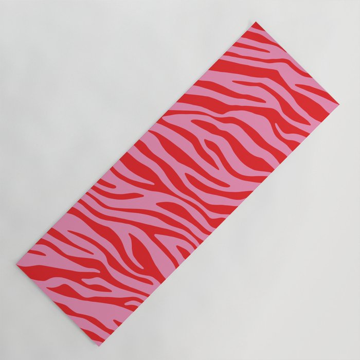 Pink On Red Zebra Animal Print Yoga Mat Gallery Image 1
