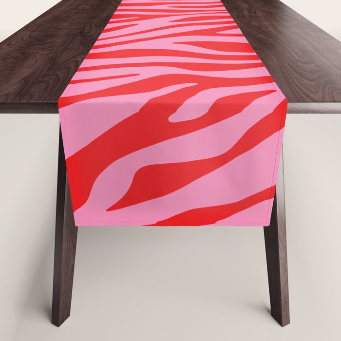 Pink On Red Zebra Animal Print Table Runner Gallery Image 1