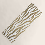 Chic faux gold white modern zebra animal print pattern Yoga Mat Gallery Image 1