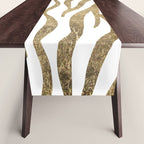 Chic faux gold white modern zebra animal print pattern Table Runner Gallery Image 1