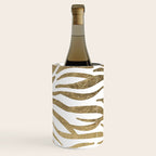 Chic faux gold white modern zebra animal print pattern Wine Chiller Gallery Image 3