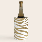 Chic faux gold white modern zebra animal print pattern Wine Chiller Gallery Image 1