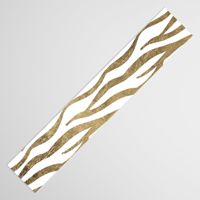 Chic faux gold white modern zebra animal print pattern Table Runner Gallery Image 3