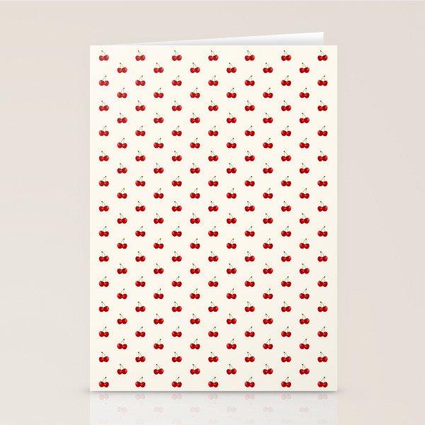 Y2K Cherries - Creme Pattern Miniature Stationery Card Gallery Image 1
