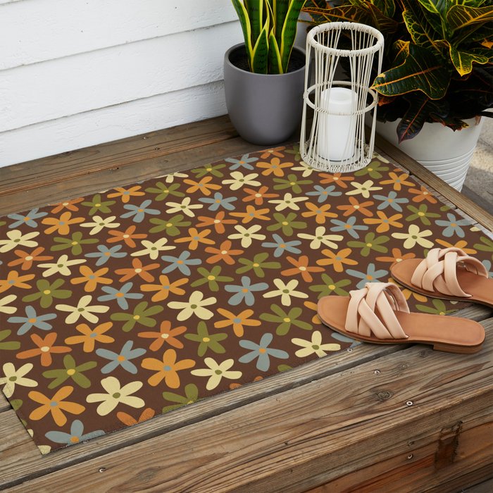Tiny Flower Pattern #2 Outdoor Rug Gallery Image 2