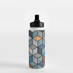 Colorful Concrete Cubes - Blue, Grey, Brown Water Bottle Gallery Image 2
