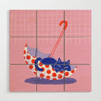 Umbrella Cat Wood Wall Art Gallery Image 1
