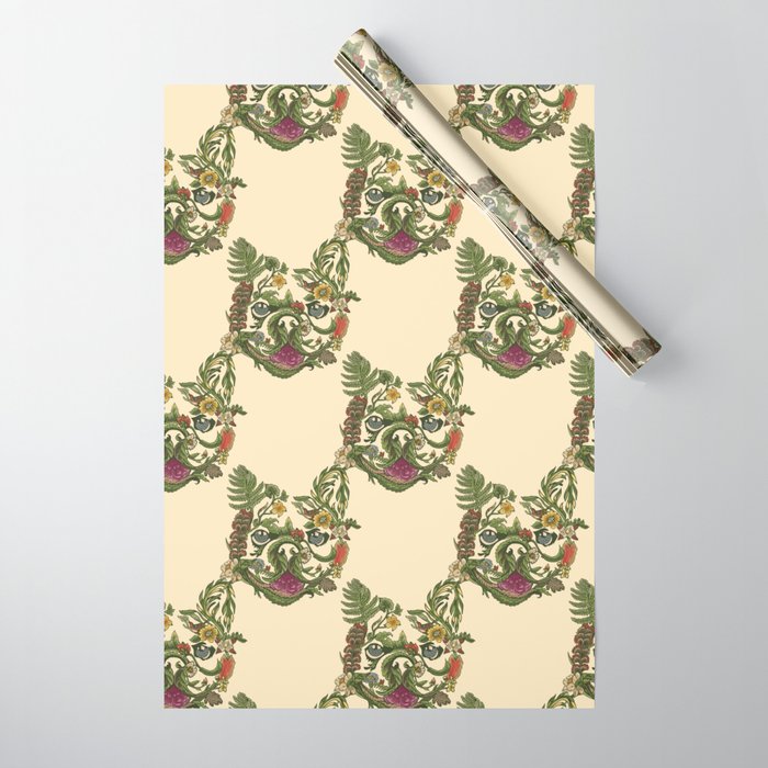 Botanical French Bulldog Wrapping Paper Gallery Image 1