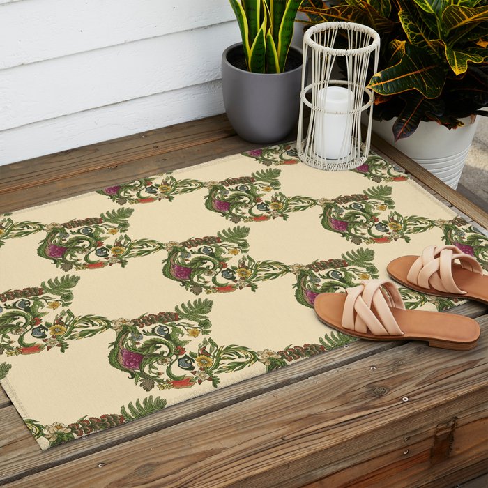 Botanical French Bulldog Outdoor Rug Gallery Image 2