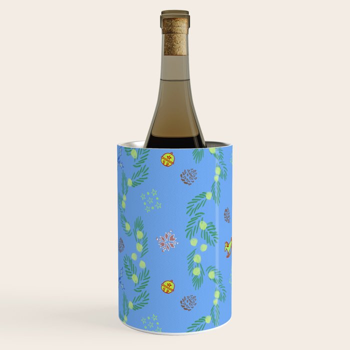 Whimsical Tiny Toys & Pine Branches in Blue Wine Chiller Gallery Image 2