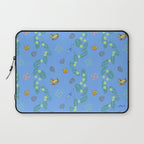 Whimsical Tiny Toys & Pine Branches in Blue Laptop Sleeve Gallery Image 1