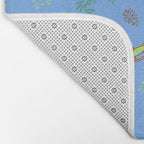 Whimsical Tiny Toys & Pine Branches in Blue Bath Mat Gallery Image 2