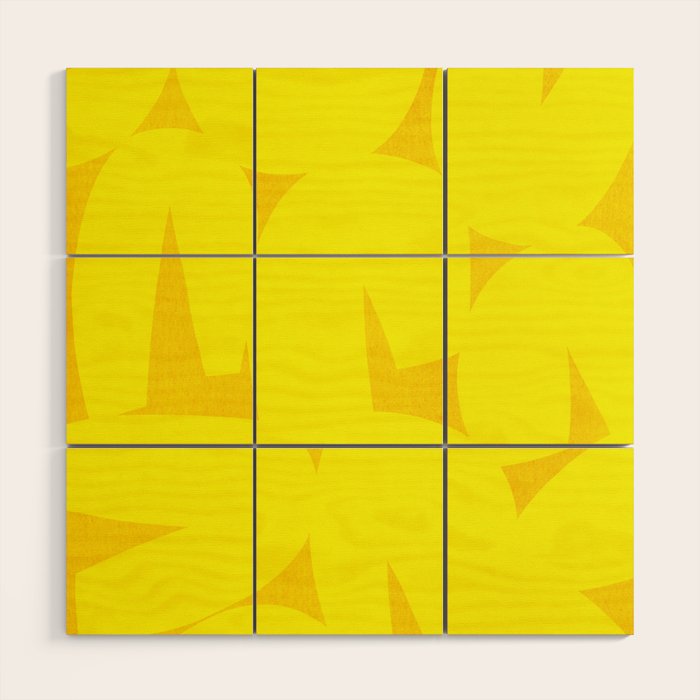 Yellow abstract shapes N02 Wood Wall Art Gallery Image 1