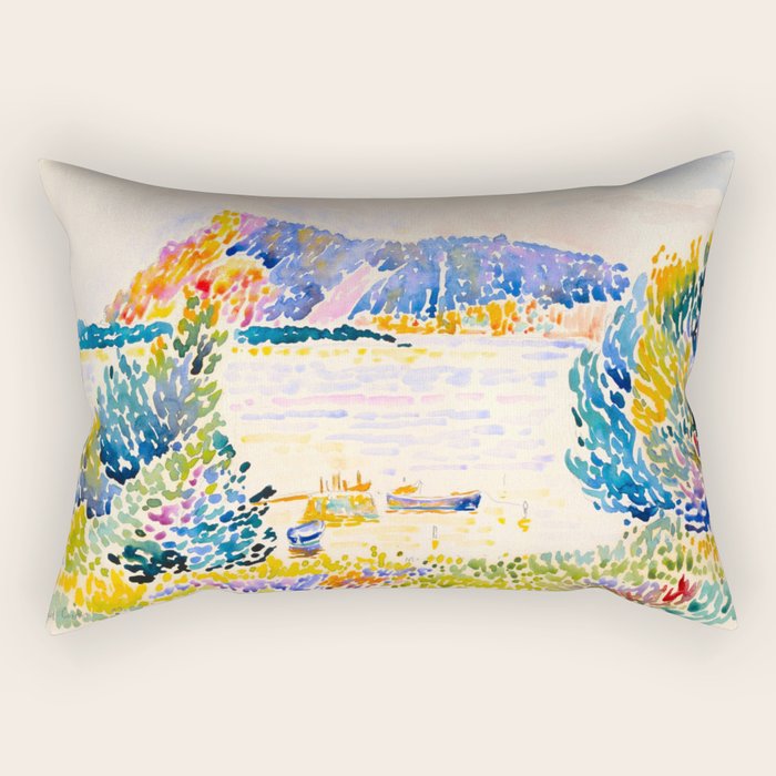 Henri-Edmond Cross Neo-Impressionism Pointillism Cap Nègre 1909 WatercolorPainting Rectangular Pillow Gallery Image 1