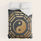 Golden Yin Yang I Ching Duvet Cover Gallery Image 6