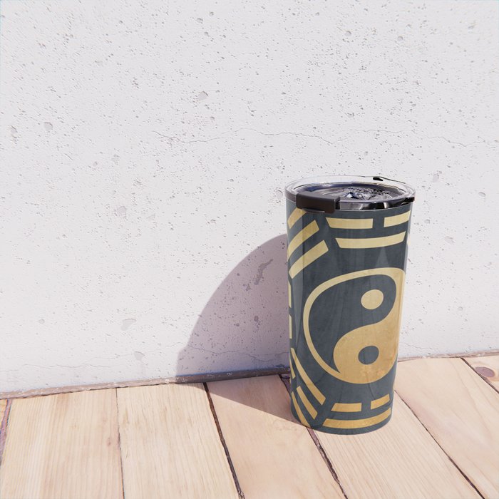 Golden Yin Yang I Ching Travel Mug Gallery Image 4