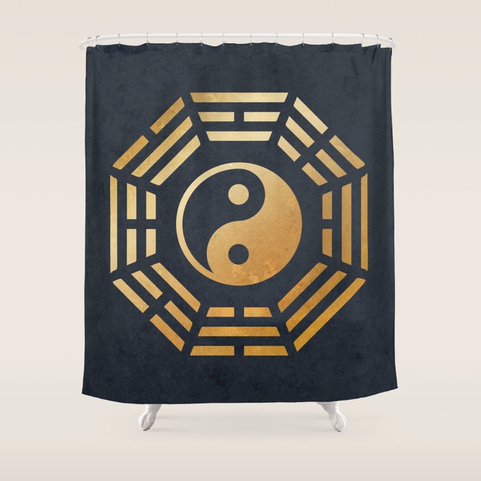 Golden Yin Yang I Ching Shower Curtain Gallery Image 1
