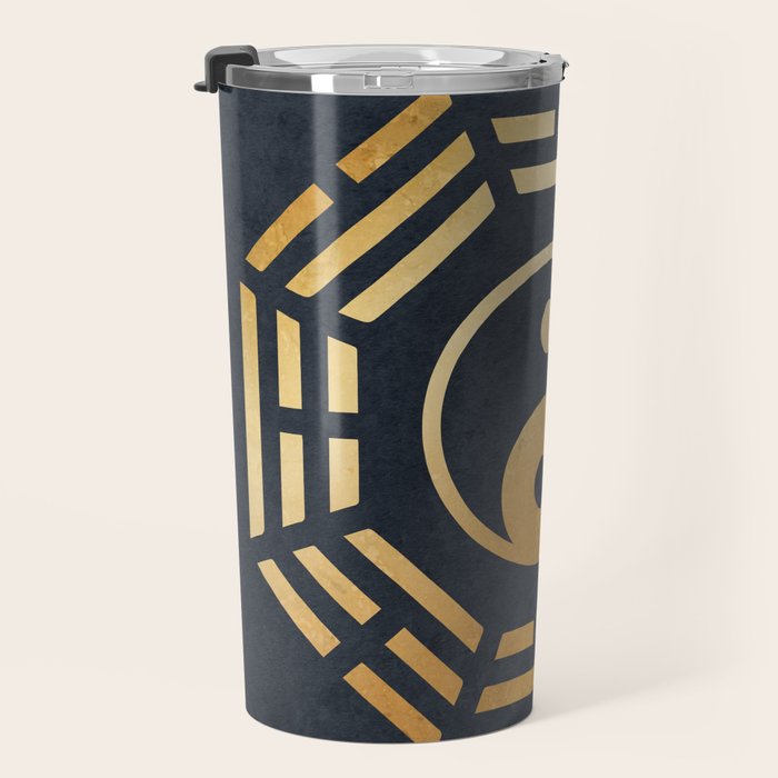Golden Yin Yang I Ching Travel Mug Gallery Image 3
