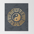 Golden Yin Yang I Ching Throw Blanket Gallery Image 2