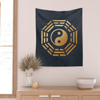 Golden Yin Yang I Ching Wall Tapestry Gallery Image 2