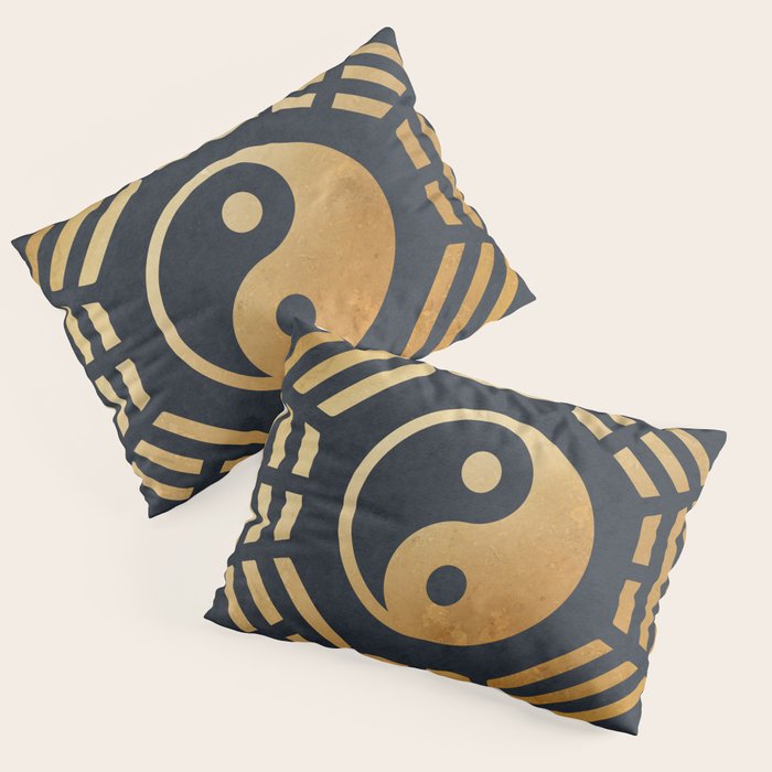 Golden Yin Yang I Ching Pillow Sham Gallery Image 3