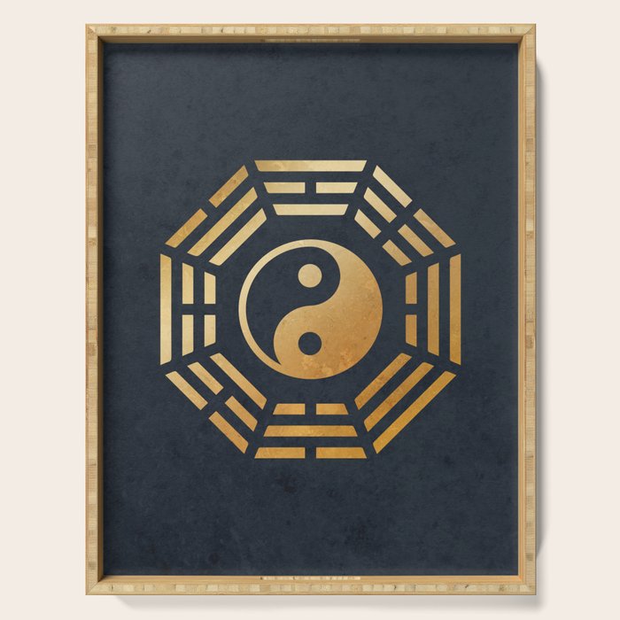 Golden Yin Yang I Ching Serving Tray Gallery Image 1