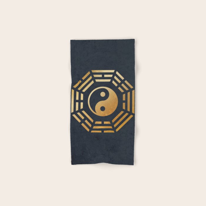 Golden Yin Yang I Ching Bath Towel Gallery Image 1
