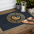 Golden Yin Yang I Ching Outdoor Rug Gallery Image 2