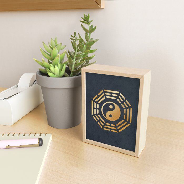 Golden Yin Yang I Ching Mini Art Print Gallery Image 2