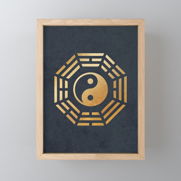 Golden Yin Yang I Ching Mini Art Print Gallery Image 1