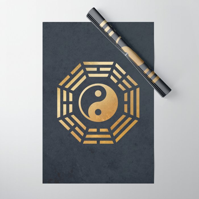 Golden Yin Yang I Ching Wrapping Paper Gallery Image 1