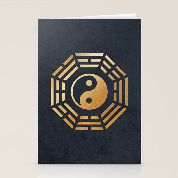 Golden Yin Yang I Ching Stationery Card Gallery Image 2