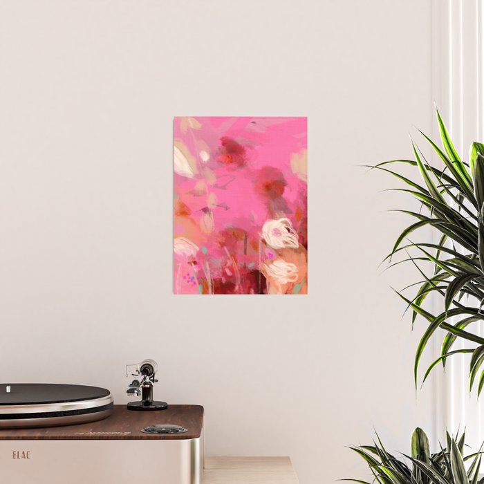 pink floral illusion abstract art Poster Gallery Image 2