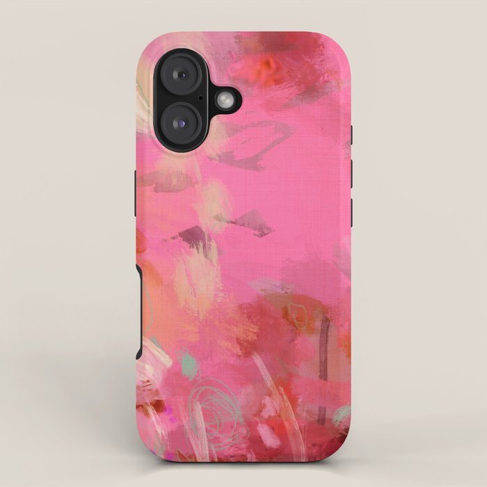 pink floral illusion abstract art iPhone Case Gallery Image 1