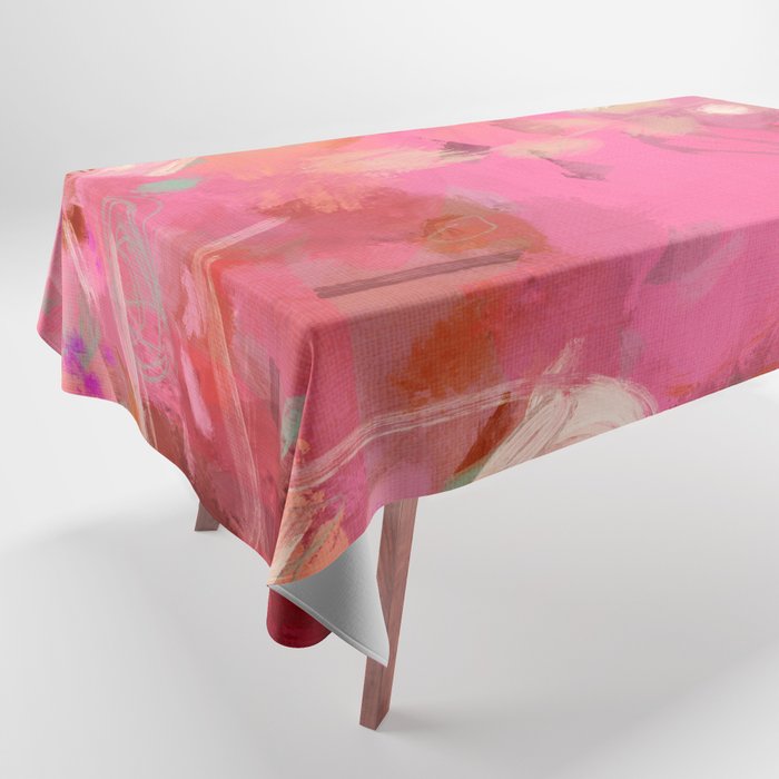 pink floral illusion abstract art Tablecloth Gallery Image 1