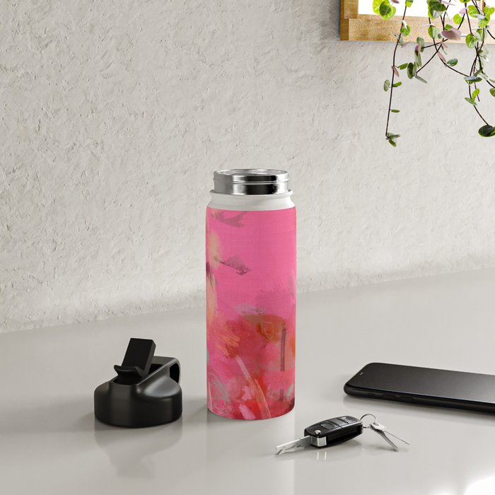 pink floral illusion abstract art Water Bottle Gallery Image 4