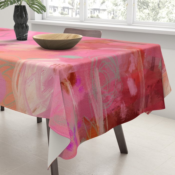 pink floral illusion abstract art Tablecloth Gallery Image 3