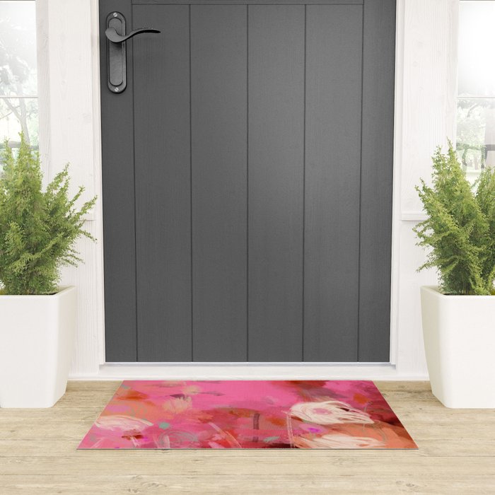 pink floral illusion abstract art Welcome Mat Gallery Image 3