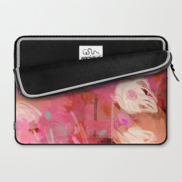 pink floral illusion abstract art Laptop Sleeve Gallery Image 2