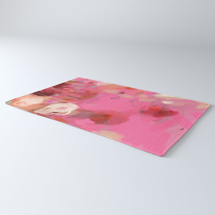 pink floral illusion abstract art Rug Gallery Image 3