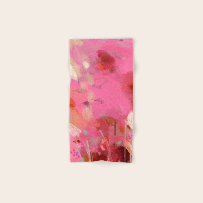 pink floral illusion abstract art Bath Towel Gallery Image 1
