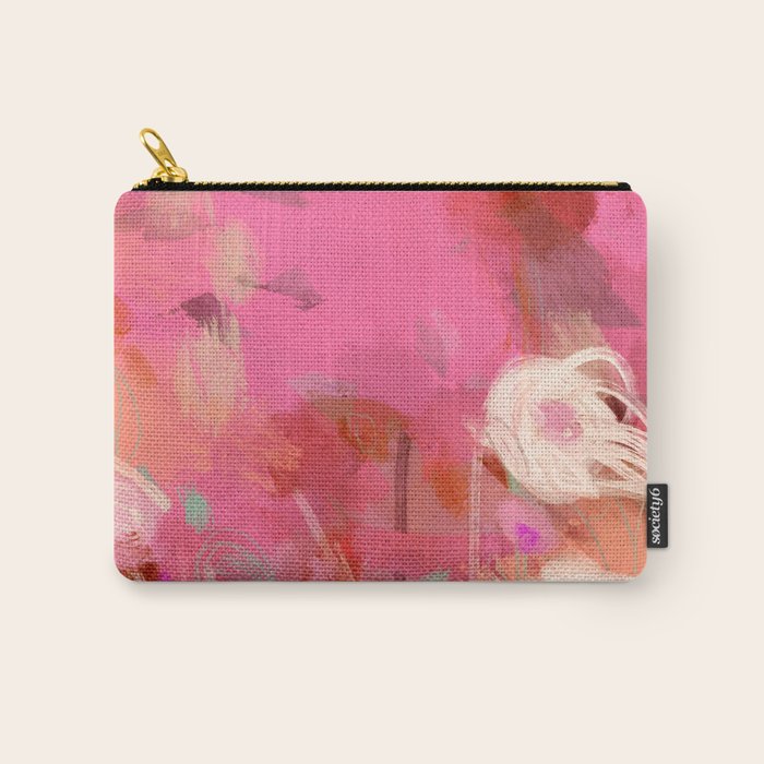 pink floral illusion abstract art Carry All Pouch Gallery Image 1