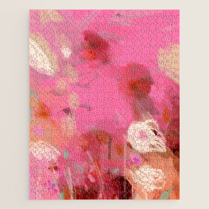 pink floral illusion abstract art Jigsaw Puzzle Gallery Image 1
