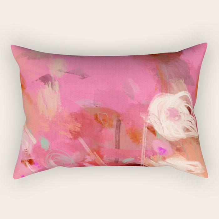 pink floral illusion abstract art Rectangular Pillow Gallery Image 2