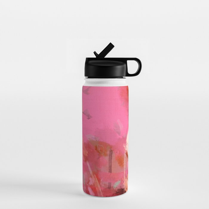 pink floral illusion abstract art Water Bottle Gallery Image 1