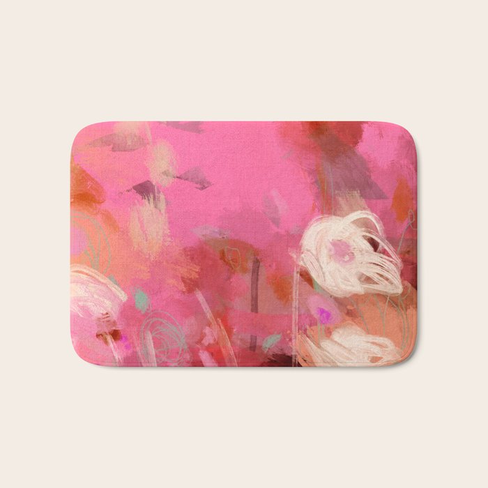 pink floral illusion abstract art Bath Mat Gallery Image 1
