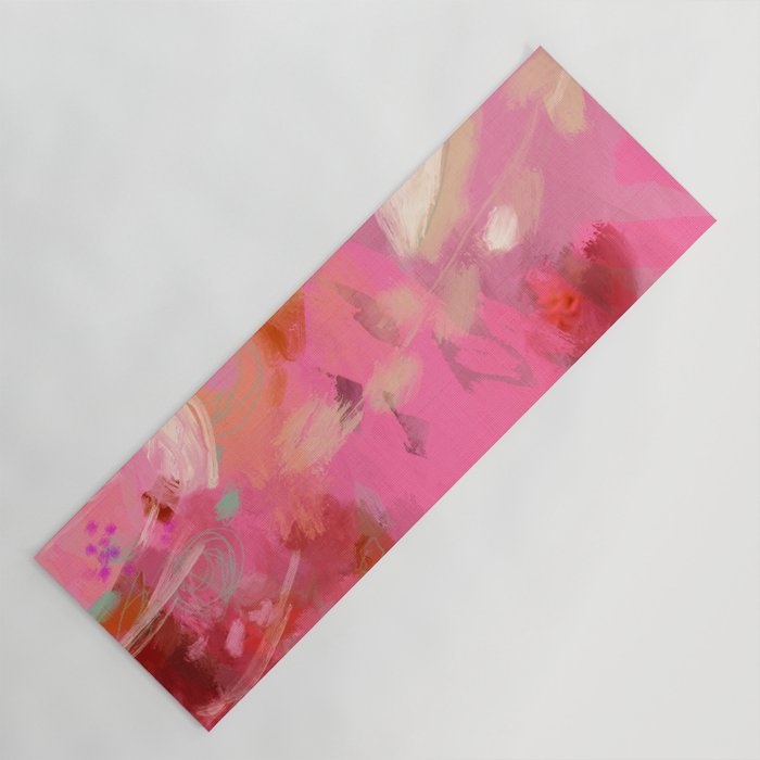 pink floral illusion abstract art Yoga Mat Gallery Image 1