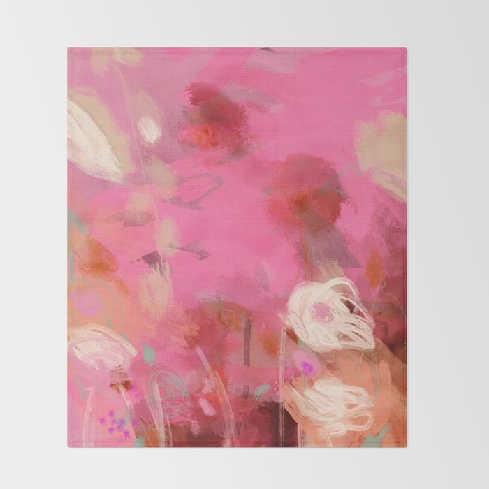 pink floral illusion abstract art Throw Blanket Gallery Image 2