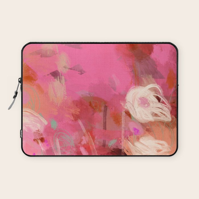 pink floral illusion abstract art Laptop Sleeve Gallery Image 1
