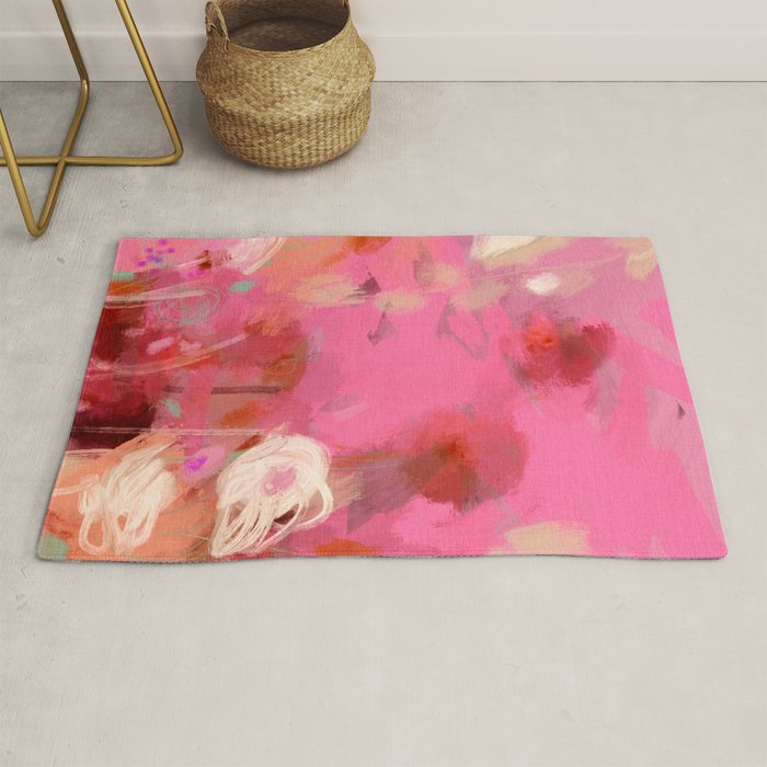 pink floral illusion abstract art Rug Gallery Image 1